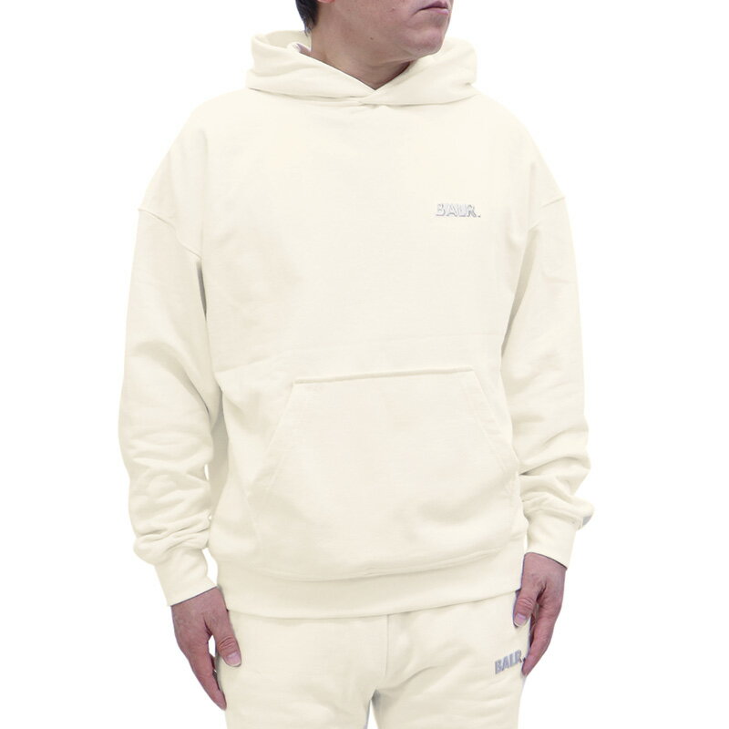 ボーラー BALR.(B1261.1076 EGRET) 23SS アイボリー Joey Box Satin Hoodieメンズ トップス プルオーバーパーカー ロゴ