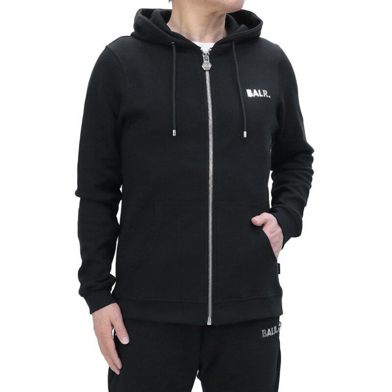 【P5倍!6/2(日)23:59迄】訳あり2 ボーラー BALR.(B1267.1001 BLACK) 23AW ブラック Q-Series Straight Zip Thru Hoodie メンズ トップス ジップアップパーカー