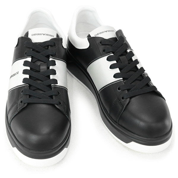 【アウトレットセール】訳あり エンポリオアルマーニ EMPORIO ARMANI (X4X264 XM986 Q356 BLK+OFF WHT+OFF WHT) 21aw ブラック×オフホワイト 靴 メンズ スニーカー