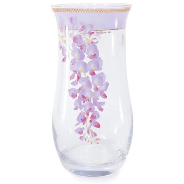 Vieri Setteponti (L019300 クリア) ピンクの花柄 クリア ガラス花瓶 花器 フラワーベース