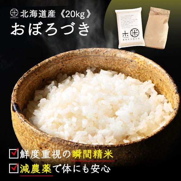 北海道産 おぼろづき 20kg 無洗米 玄米 白米 (選べる3種類)【令和5年度産】減農薬米 送料無料 北海道 お米 米 放射能…