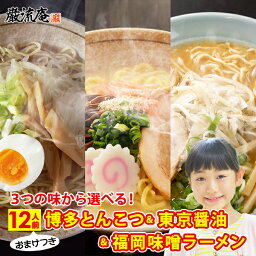 ラーメン らーめん 送料無料 とんこつラーメン しょうゆラーメン 味噌ラーメン 豚骨 醤油 みそ 選べる 業務用 一番食品　博多 東京 福岡 ご当地 麺 細麺 おまけ おいしい 保存食 非常食 備蓄食品 12人前 大容量 big