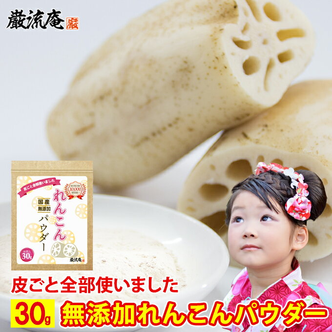 れんこんパウダー レンコンパウダー 蓮根パウダー れんこん 粉末 蓮根 国産 蓮根粉 れんこん粉 レンコン粉 無添加 花粉症 アレルギー 対策 レシピ 送料無料 お試し 30g 1