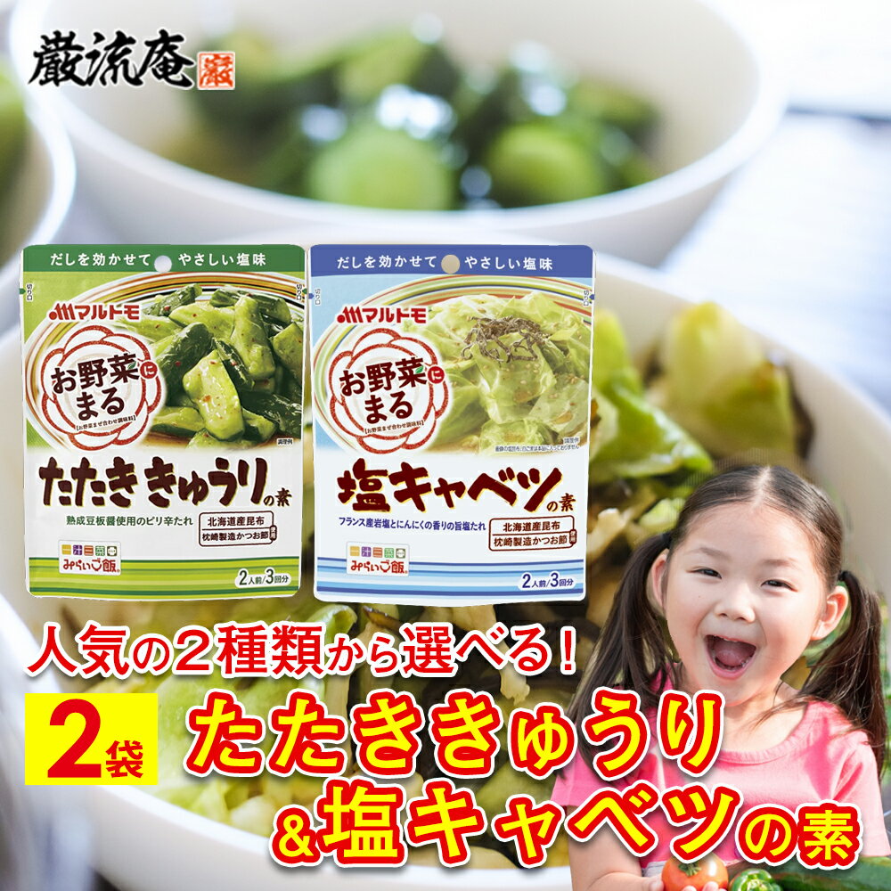 【賞味期限2023年5月25日！見切り半額商品！】たたき きゅうり の 素 塩 キャベツ の 素 2袋 セット 選べる マルトモ 野菜まる 漬物 簡単 送料無料 塩だれ 調味料 料理の素 たれ レシピ 作り方のサムネイル