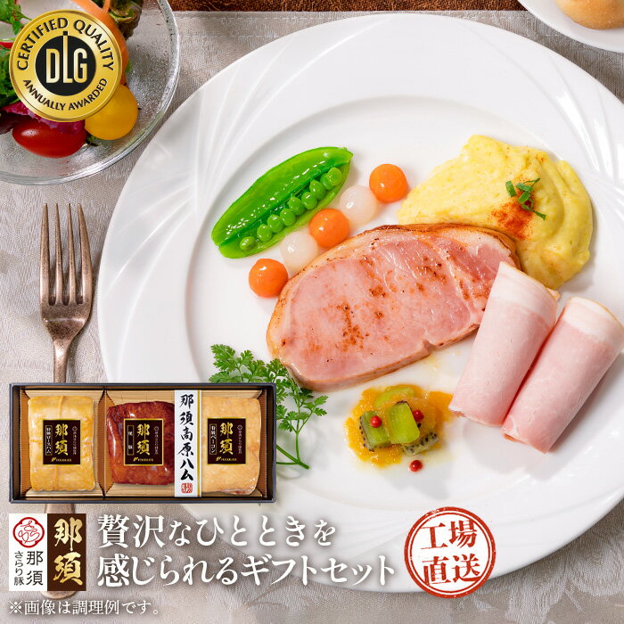 焼豚 ＼ ご愛顧感謝デー 10%OFFクーポン ／ 「国産 那須 ギフト セット」那須高原 特級 ロースハム 美味しい ハムステーキ ブロックベーコン 高級チャーシュー お取り寄せグルメ 贈り物 贈答用ハム ギフト おいしい おつまみセット 焼豚 さらり豚 フードリエ(NSB-100GNK)