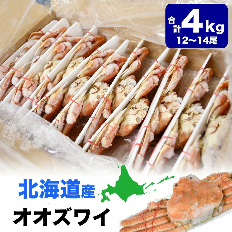 【在庫限り／お一人様2コまで】北海道産 オオ ズワイガニ 姿 12～14尾入(入数選択不可)合計4kg前後 オ..