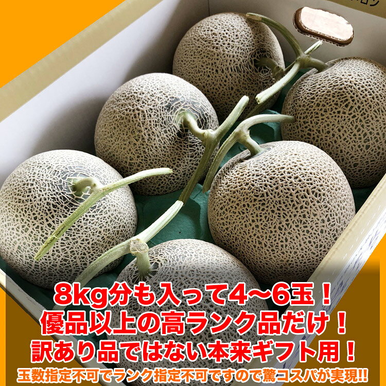 【2026年収穫予約】【ギフト用】メロン　赤肉 北海道産 約8kg（4～6玉入）[優品以...