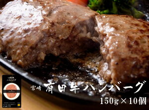 宮崎有田牛(EMO牛)手ごね生ハンバーグ 150g×10個セット） 送料無料(北海道・沖縄は除く） 牛 国産 和牛 ギフト 冷凍 セット