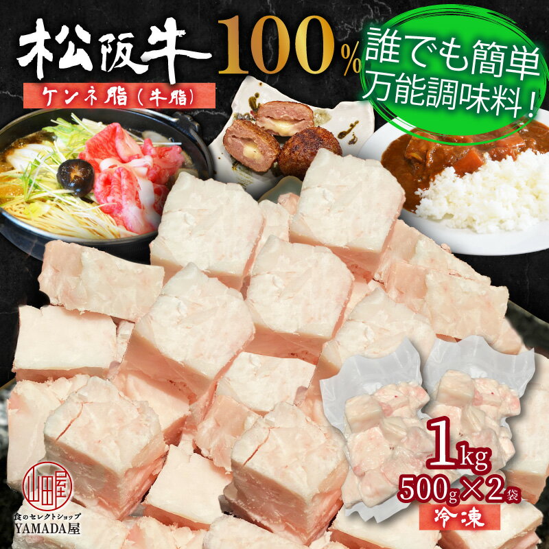 【レビューでQUO300円プレゼント】 松阪牛 100％ 牛脂 1kg (500g×2) 真空袋詰め ケンネ脂 ギフト お取り寄せ グルメ 贈り物 万能調味料 すき焼き 焼肉 炒め物 カレー プロの味