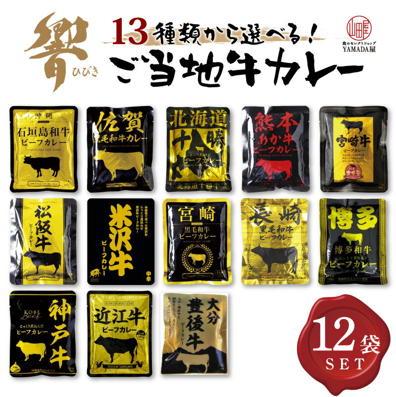 ブランド牛 カレー レトルト 詰め合わせ ギフト 響 【13種類から選べる12食セット】 国産 ご当地 松坂牛 神戸牛 など レトルト カレー ギフト ビーフカレー 黒毛和牛 送料無料 おすすめ 人気 お中元 暑中見舞い 残暑お見舞い お歳暮 内祝 に最適 非常食 ※北海道配送不可