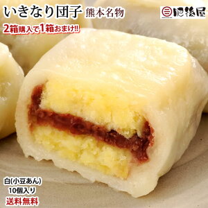 いきなり団子 白（小豆あん）10個入り 送料無料 2箱購入で1箱おまけ 熊本名物 肥後屋 モチモチ食感の和スイーツ お取り寄せ 和菓子 団子 あんこ もち