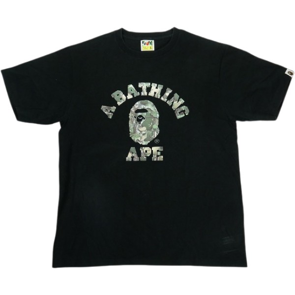 乐天商城 - A BATHING APE ア ベイシング エイプ TREE EDGE CAMO COLLEGE TEE Tシャツ 黒 Size 【XL】 【中古品-良い】 30008918