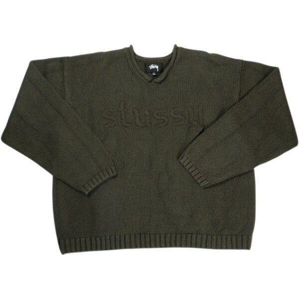 乐天商城 - STUSSY ステューシー 24SS Embroidered V-Neck Logo Sweater ニット 茶 Size 【L】 【中古品-良い】 30009637