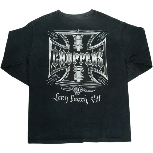 乐天商城 - VINTAGE ヴィンテージ West Coast Choppers ウェストコーストチョッパーズ Pinstripe Iron Cross LS Tee ロンT 黒 Size 【L】 【中古品-良い】 30009645