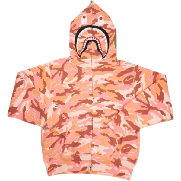 樂天商城 - A BATHING APE ア ベイシング エイプ 26SS GLITCH WOODLAND CAMO SHARK FULL ZIP HOODIE PINK レディースシャークパーカー ピンク Size 【レディースS】 【新古品・未使用品】 30010981