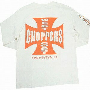 乐天商城 - VINTAGE ヴィンテージ West Coast Choppers ウェストコーストチョッパーズ Skull Flame Red Cross LS Tee ロンT 白 Size 【L】 【中古品-良い】 20823553