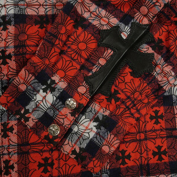 CHROME HEARTS クロム・ハーツ CH PLUS PRINT LOOSE ENDS SHIRT RED/WHT/NVY 長袖シャツ 赤 Size 【M】 【新古品・未使用品】 20837672