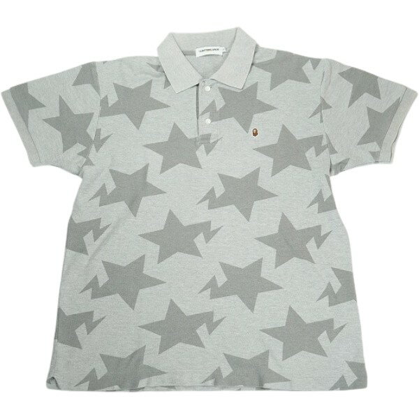 乐天商城 - A BATHING APE ア ベイシング エイプ Bape Sta One Point Logo Polo Shirt Gray ポロシャツ 灰 Size 【L】 【中古品-非常に良い】 30010756