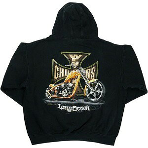 VINTAGE ヴィンテージ West Coast Choppers ウェストコーストチョッパーズ Motorcycle Iron Cross Hoodie パーカー 黒 Size 【M相当】 【中古品-良い】 20825152