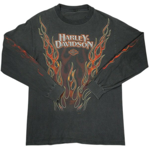 乐天商城 - VINTAGE ヴィンテージ Harley-Davidson ハーレーダビッドソン Red V Flame LS TeeロンT 黒 Size 【M相当】 【中古品-良い】 30008016