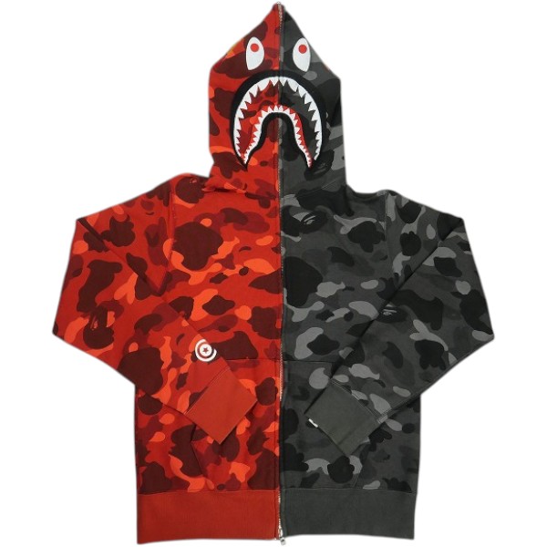 乐天商城 - A BATHING APE ア ベイシング エイプ 24SS COLOR CAMO SEPARATE SHARK FULL ZIP HOODIE RED/BLACK シャークパーカー マルチ Size 【M】 【中古品-良い】 30010250
