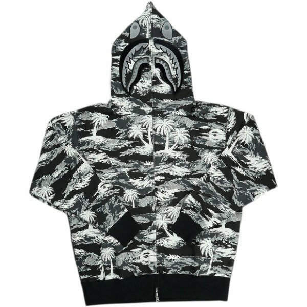 樂天商城 - A BATHING APE ア ベイシング エイプ 25SS PALM TREE CAMO RELAXED FIT SHARK FULL ZIP HOODIE BLACK シャークパーカー 黒 Size 【S】 【新古品・未使用品】 30010271
