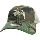 STUSSY ステューシー ×NEW ERA 9TWENTY 25SS BASIC TRUCKER CAP WOODLAND CAMO メッシュキャップ 緑 S...