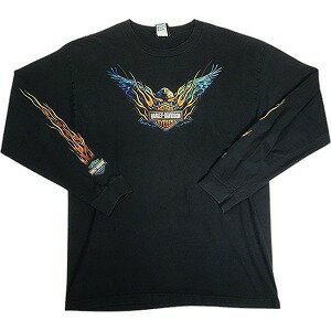 樂天商城 - VINTAGE ヴィンテージ Harley Davidson Eagle Flames LS Tee ロンT 黒 Size 【XL】 【中古品-良い】 20818596
