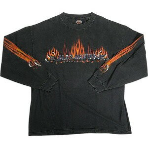 樂天商城 - VINTAGE ヴィンテージ Harley Davidson Orange Flame LS Tee ロンT 黒 Size 【L】 【中古品-良い】 20818603