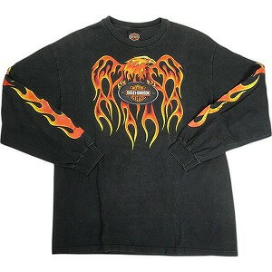 樂天商城 - VINTAGE ヴィンテージ Harley Davidson Eagle Orange Flame LS Tee ロンT 黒 Size 【L】 【中古品-良い】 20818604