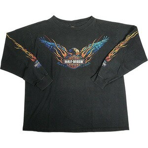 乐天商城 - VINTAGE ヴィンテージ Harley Davidson Eagle Flame LS Tee ロンT 黒 Size 【XL】 【中古品-良い】 20818611