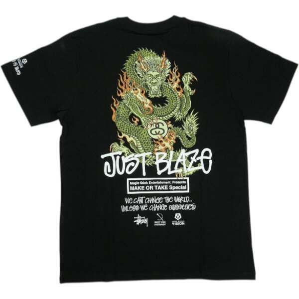 STUSSY ステューシー ×MAGIC STICK ×JUST BLAZE Dragon Tee Black Tシャツ 黒 Size 【M】 【新古品・未使用品】 20836211