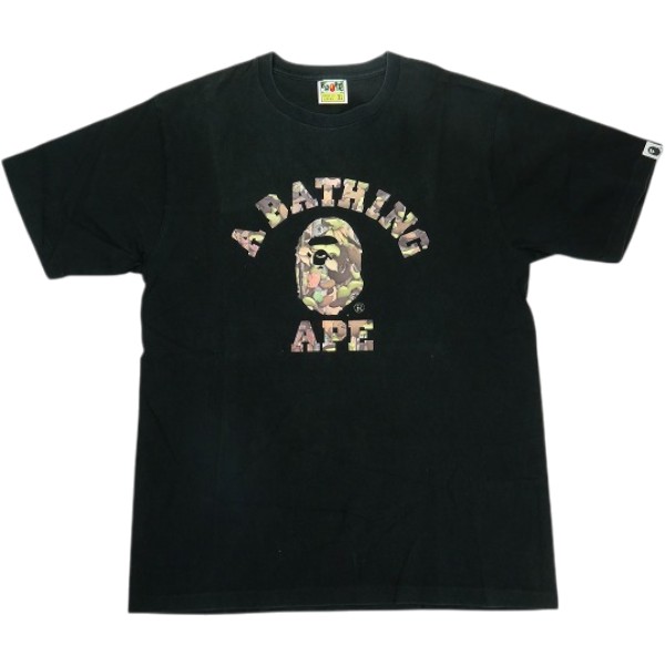 乐天商城 - A BATHING APE ア ベイシング エイプ TREE EDGE CAMO COLLEGE TEE Tシャツ 黒 Size 【XL】 【中古品-良い】 30008920