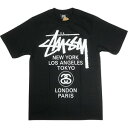 STUSSY ステューシー 25SS WORLD TOUR TEE BLACK Tシャツ 黒 Size 【XL】 【新古品・未使用品】 20818996