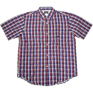 STUSSY ステューシー MADRAS PATCHWORK SHIRT RED 半袖シャツ 赤 Size 【L】 【新古品・未使用品】 20834612