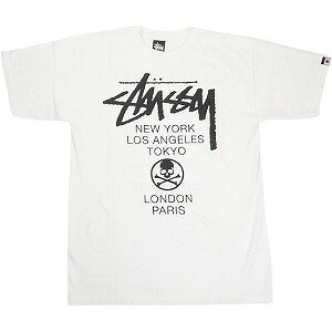 STUSSY ステューシー ×mastermind JAPAN World Tour WHITE/BLACK Tシャツ 白黒 Size 【M】 【中古品-ほぼ新品】 20834995