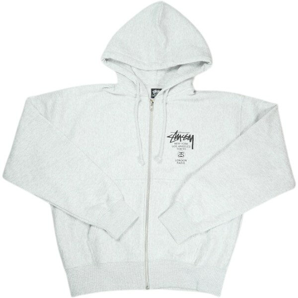 乐天商城 - STUSSY ステューシー 26SS WORLD TOUR ZIP HOODIE ASH HEATHER ジップパーカー 灰 Size 【S】 【新古品・未使用品】 30008628