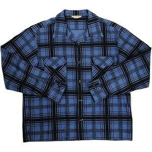 At Last ＆ Co アットラスト/BUTCHER PRODUCTS ブッチャープロダクツ FLANNEL SHIRT PRINTED 長袖シャツ 青 Size 【16】 【中古品-非常..