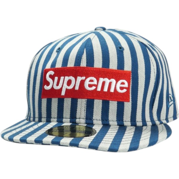 乐天商城 - SUPREME シュプリーム 13AW Striped Box Logo New Era Blue ニューエラキャップ 青 Size 【7　5/8(XL)】 【中古品-ほぼ新品】 20838970