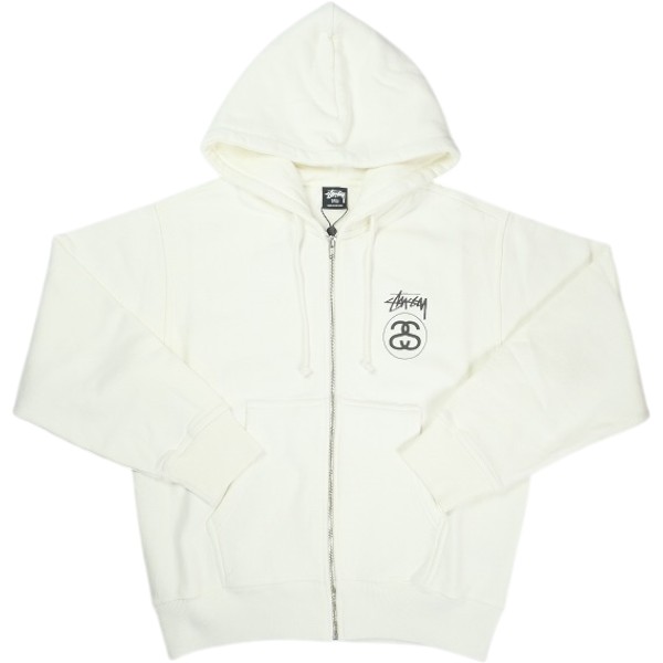 STUSSY ステューシー 25FW STOCK LINK ZIP HOODIE PIGMENT DYED NATURAL ジップパーカー 白 Size 【XL】 【新古品・未使用品】 20840496
