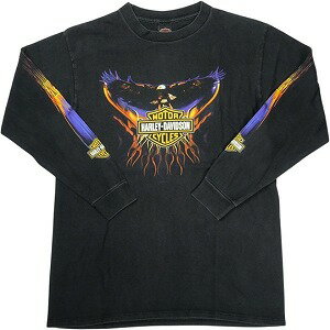 乐天商城 - VINTAGE ヴィンテージ Harley-Davidson ハーレーダビッドソン Eagle Purple Flame LS Tee ロンT 黒 Size 【L】 【中古品-良い】 20827798