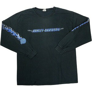 乐天商城 - VINTAGE ヴィンテージ Harley-Davidson ハーレーダビッドソン Blue Flame LS Tee ロンT 黒 Size 【L】 【中古品-良い】 20827816
