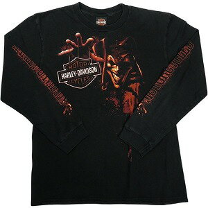 乐天商城 - VINTAGE ヴィンテージ Harley-Davidson ハーレーダビッドソン Pierrot Blood Logo LS Tee ロンT 黒 Size 【L】 【中古品-良い】 20827814