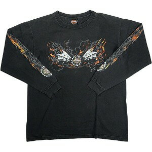 乐天商城 - VINTAGE ヴィンテージ Harley-Davidson ハーレーダビッドソン Black Flame LS Tee ロンT 黒 Size 【L】 【中古品-良い】 20827823