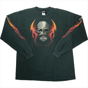 樂天商城 - VINTAGE ヴィンテージ Harley-Davidson ハーレーダビッドソン Skull Red Flame Logo LS Tee ロンT 黒 Size 【XL】 【中古品-良い】 20827825