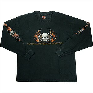 樂天商城 - VINTAGE ヴィンテージ Harley-Davidson ハーレーダビッドソン Skull Orange Flame Logo LS Tee ロンT 黒 Size 【L】 【中古品-良い】 20827828