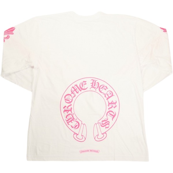 乐天商城 - CHROME HEARTS クロム・ハーツ HORSESHOE L/S TEE WHITE/PINK ロンT 白 Size 【XL】 【新古品・未使用品】 30011017
