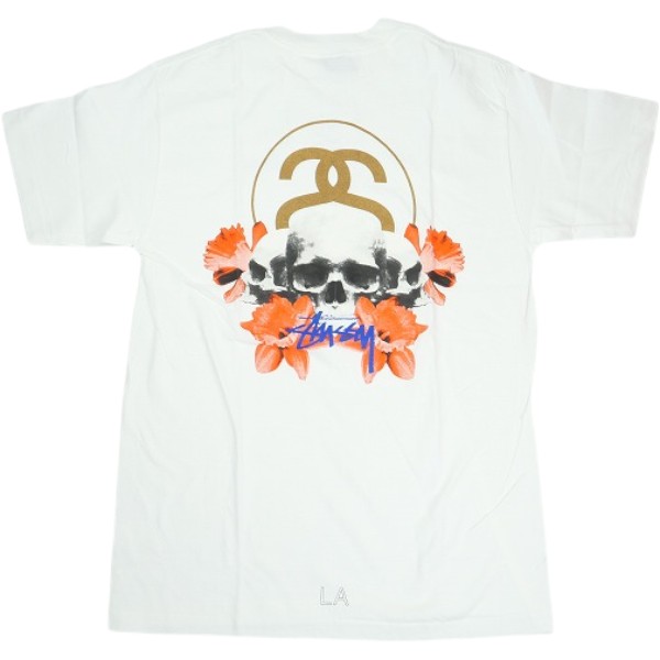 STUSSY ステューシー 00 Chanel Logo Skull Flower Tee White ロサンゼルス限定Tシャツ 白 Size 【M】 【新古品 未使用品】 30005638