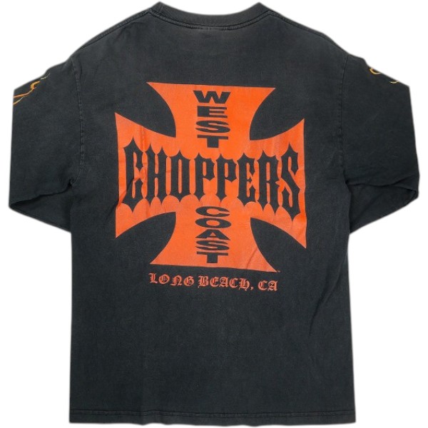 乐天商城 - VINTAGE ヴィンテージ West Coast Choppers ウェストコーストチョッパーズ Skull Flame Red Cross LS Tee ロンT 黒 Size 【M】 【中古品-良い】 30006404