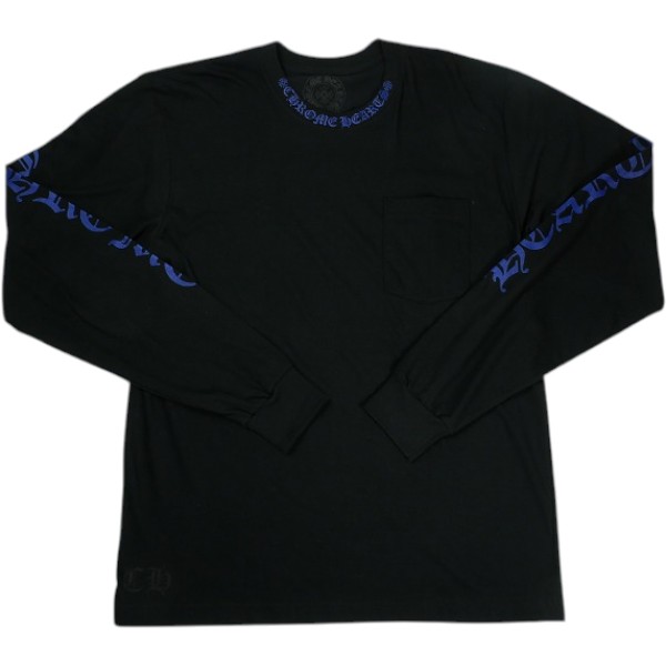 乐天商城 - CHROME HEARTS クロム・ハーツ NECK LOGO LS T-SHIRT BLACK/BLUE ロンT 黒青 Size 【L】 【新古品・未使用品】 30006866